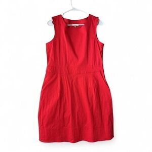 Ethos Paris Red Organic Cotton Sleeveless Shift Dress with Pockets Size‎ L